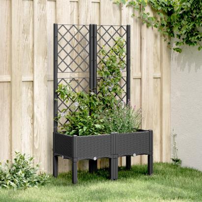 Jardinieră de grădină cu spalier, negru, 80x40x142 cm, PP GartenMobel Dekor
