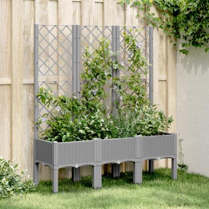 Jardinieră de grădină cu spalier gri deschis 120x40x142 cm PP GartenMobel Dekor