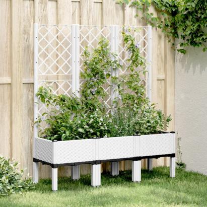 Jardinieră de grădină cu spalier, alb, 120x40x142 cm PP GartenMobel Dekor