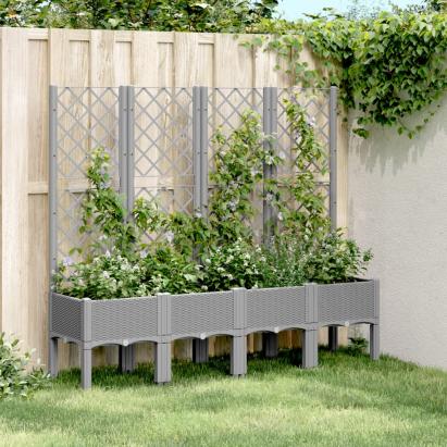 Jardinieră de grădină cu spalier gri deschis 160x40x142 cm PP GartenMobel Dekor