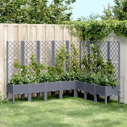 Jardinieră de grădină cu spalier, gri, 200x160x142 cm, PP GartenMobel Dekor