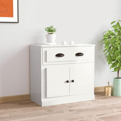 Servantă, alb extralucios, 70x35,5x67,5 cm, lemn prelucrat GartenMobel Dekor