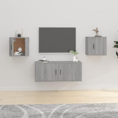 Dulapuri TV montate pe perete 2 buc. gri sonoma 40x34,5x40 cm GartenMobel Dekor