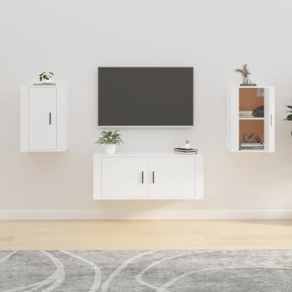 Dulapuri TV montate pe perete, 2 buc., alb, 40x34,5x60 cm GartenMobel Dekor