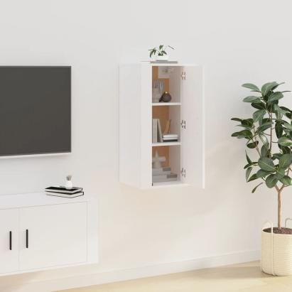 Dulap TV montat pe perete, alb, 40x34,5x80 cm GartenMobel Dekor