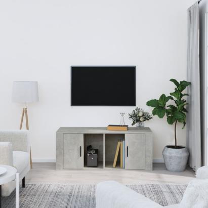 Comodă TV, gri beton, 100x35x40 cm, lemn prelucrat GartenMobel Dekor