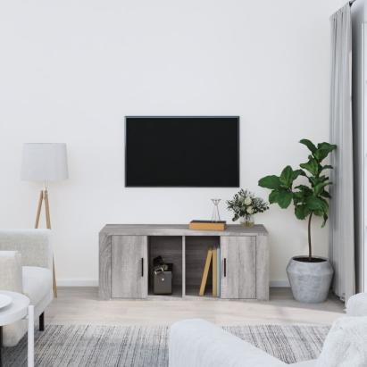 Comodă TV, gri sonoma, 100x35x40 cm, lemn prelucrat GartenMobel Dekor