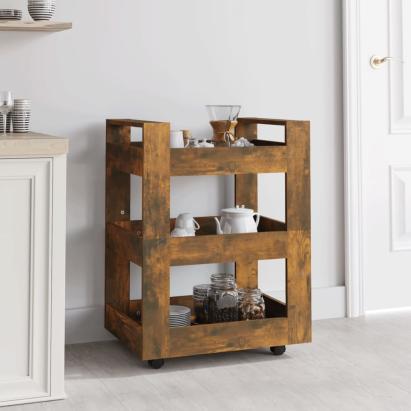 Cărucior de bucătărie stejar fumuriu 60x45x80 cm lemn prelucrat GartenMobel Dekor