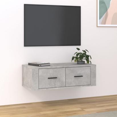 Dulap TV suspendat, gri beton, 80x36x25 cm, lemn compozit GartenMobel Dekor