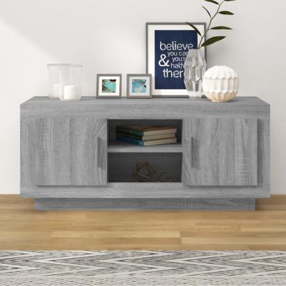 Comodă TV, gri sonoma, 102x35x45 cm, lemn prelucrat GartenMobel Dekor
