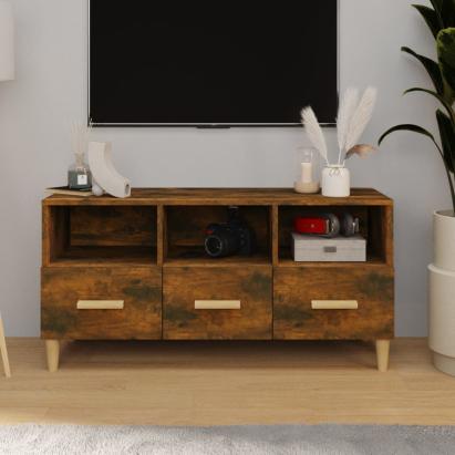 Comodă TV, stejar fumuriu, 102x36x50 cm, lemn compozit GartenMobel Dekor