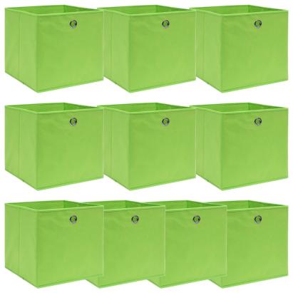 Cutii depozitare, 10 buc., verde, 32x32x32 cm, textil GartenMobel Dekor