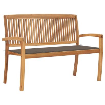 Bancă de grădină stivuibilă cu pernă, 128,5 cm, lemn masiv tec GartenMobel Dekor