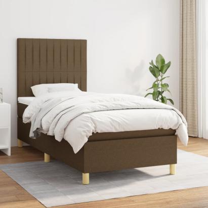 Pat box spring cu saltea, maro închis, 90x200 cm, textil GartenMobel Dekor