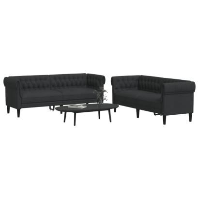 Set de canapele, 2 piese, negru, material textil GartenMobel Dekor