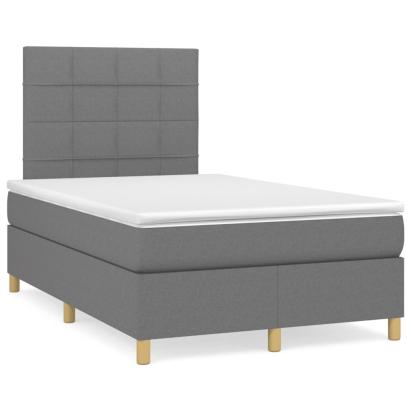 Pat box spring cu saltea, gri închis, 120x190 cm, textil GartenMobel Dekor