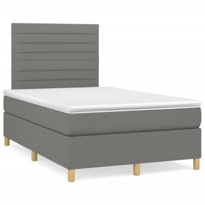 Pat box spring cu saltea, gri închis, 120x190 cm, textil GartenMobel Dekor