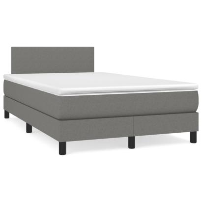 Pat cu arcuri, saltea și LED, gri închis, 120x190 cm, textil GartenMobel Dekor