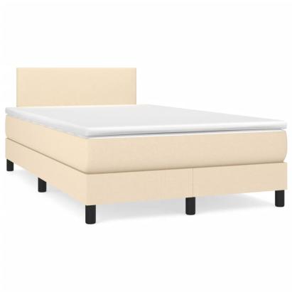 Pat cu arcuri, saltea și LED, crem, 120x190 cm, textil GartenMobel Dekor