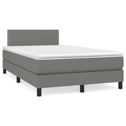 Pat cu arcuri, saltea și LED, gri închis, 120x190 cm, textil GartenMobel Dekor