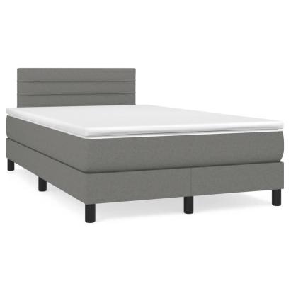 Pat cu arcuri, saltea și LED, gri închis, 120x190 cm, textil GartenMobel Dekor