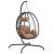 Scaun suspendat tip ou cu pernă, gri taupe, poliratan și oțel GartenMobel Dekor