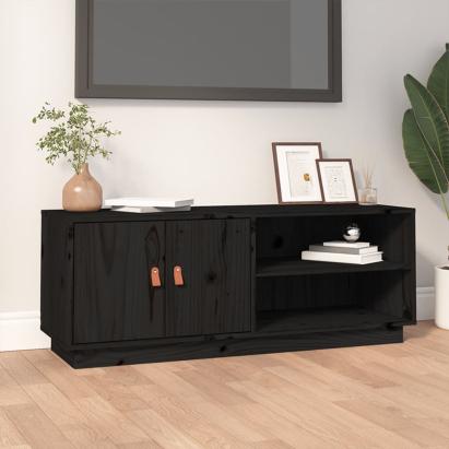 Comodă TV, negru, 105x34x40 cm, lemn masiv de pin GartenMobel Dekor