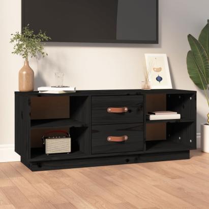 Comodă TV, negru, 100x34x40 cm, lemn masiv de pin GartenMobel Dekor