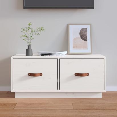 Comodă TV, alb, 80x34x35 cm, lemn masiv de pin GartenMobel Dekor