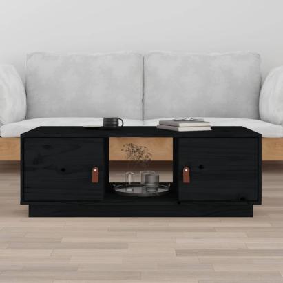 Măsuță de cafea, negru, 100x50x35 cm, lemn masiv de pin GartenMobel Dekor