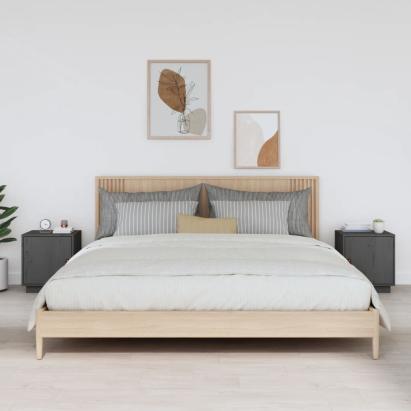Noptiere, 2 buc., gri, 40x34x45 cm, lemn masiv de pin GartenMobel Dekor