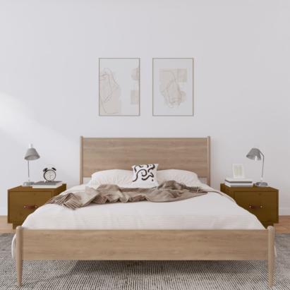 Noptiere, 2 buc, maro miere, 40x34x35 cm, lemn masiv de pin GartenMobel Dekor