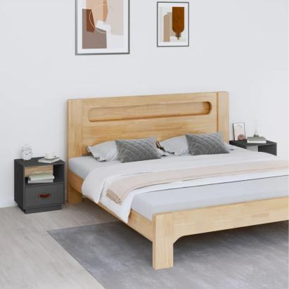 Noptiere, 2 buc., gri, 40x34x45 cm, lemn masiv de pin GartenMobel Dekor
