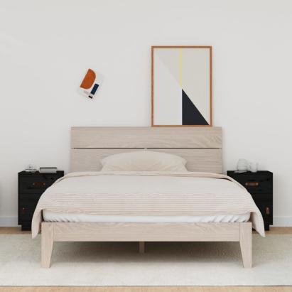 Noptiere, 2 buc., negru, 40x34x55 cm, lemn masiv de pin GartenMobel Dekor