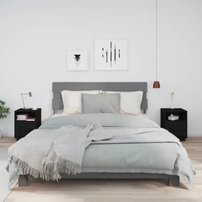 Noptiere, 2 buc., negru, 40x34x55 cm, lemn masiv de pin GartenMobel Dekor