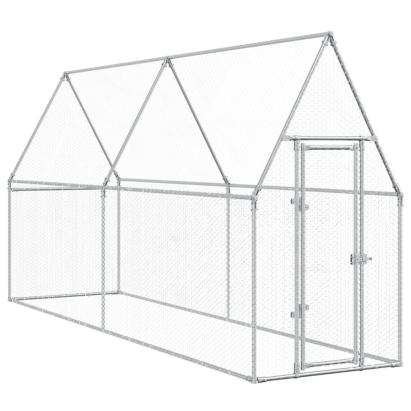 Coteț pentru păsări, gri, 400x100x190 cm, oțel galvanizat GartenMobel Dekor
