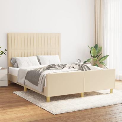 Cadru de pat cu tăblie, crem, 140x200 cm, textil GartenMobel Dekor