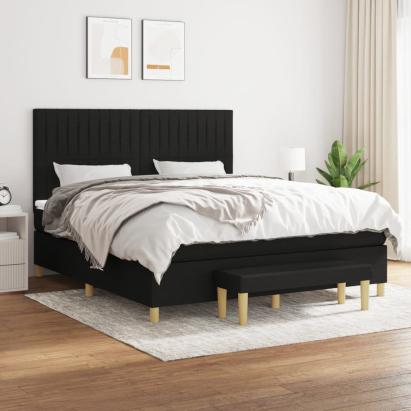 Pat box spring cu saltea, negru, 160x200 cm, textil GartenMobel Dekor