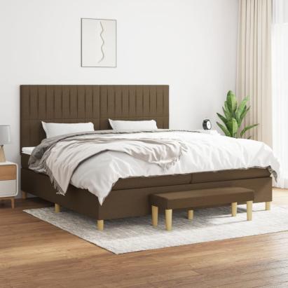 Pat box spring cu saltea, maro închis, 200x200 cm, textil GartenMobel Dekor
