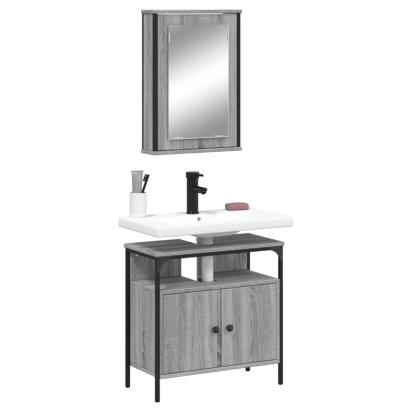 Set mobilier de baie, 2 piese, gri sonoma, lemn prelucrat GartenMobel Dekor
