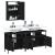 Set mobilier de baie, 3 piese, negru, lemn compozit GartenMobel Dekor