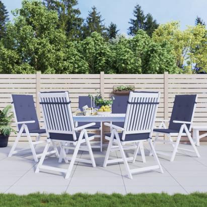 Perne scaune cu spătar înalt, 6 buc., bleumarin, textil GartenMobel Dekor