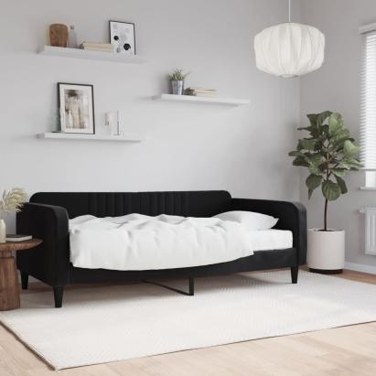 Pat de zi cu saltea, negru, 90x190 cm, catifea GartenMobel Dekor