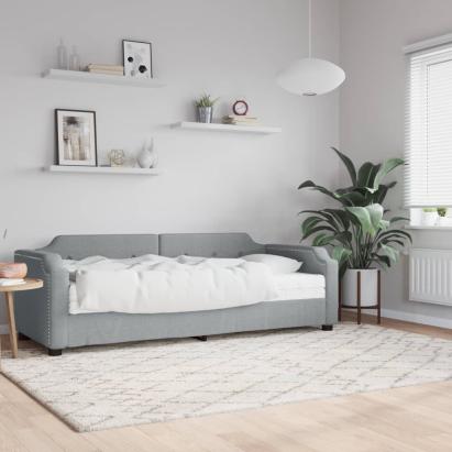 Pat de zi cu saltea, gri deschis, 90x190 cm, textil GartenMobel Dekor