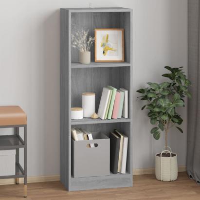 Bibliotecă cu 3 niveluri gri sonoma 40x24x109 cm lemn compozit GartenMobel Dekor