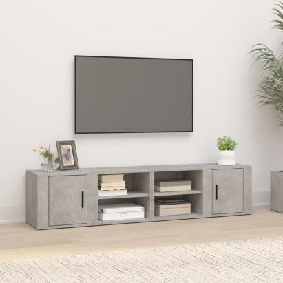 Comode TV, 2 buc., gri beton, 80x31,5x36 cm, lemn prelucrat GartenMobel Dekor