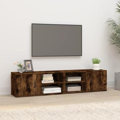 Comode TV, 2 buc., stejar fumuriu, 80x31,5x36 cm lemn prelucrat GartenMobel Dekor