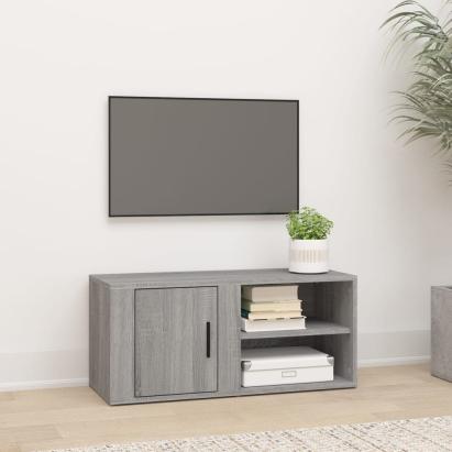 Comodă TV, gri sonoma, 80x31,5x36 cm, lemn prelucrat GartenMobel Dekor