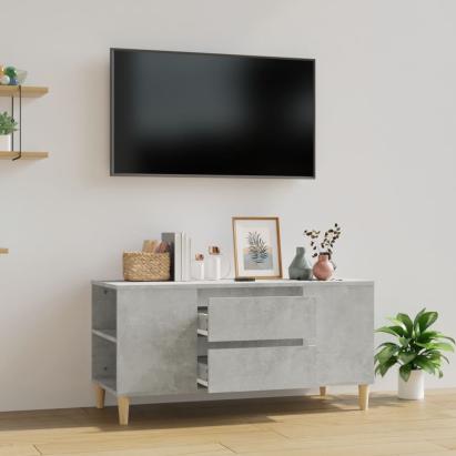 Comodă TV, gri beton, 102x44,5x50 cm, lemn prelucrat GartenMobel Dekor