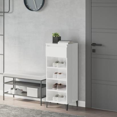 Pantofar, alb extralucios, 40x36x105 cm, lemn compozit GartenMobel Dekor